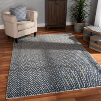 Baxton Studio Alcoy-Blue-Rug Baxton Studio Alcoy Modern and Contemporary Blue Handwoven Wool Area Rug